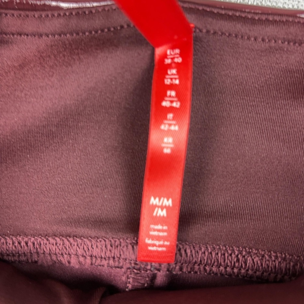 Spanx Faux Patent Leather Leggings Womens M Red Ruby High Rise Ankle Shaping - Picture 9 of 12